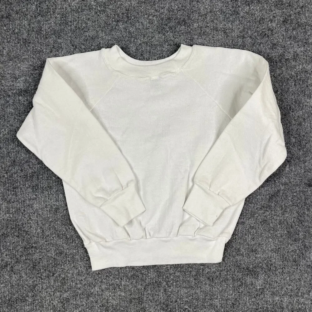 Signal‎ Sweatshirt Kids Size M White Crewneck Made USA Vintage Blank Pullover